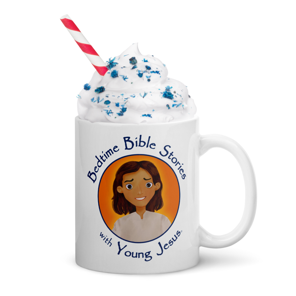 Young Jesus White glossy mug